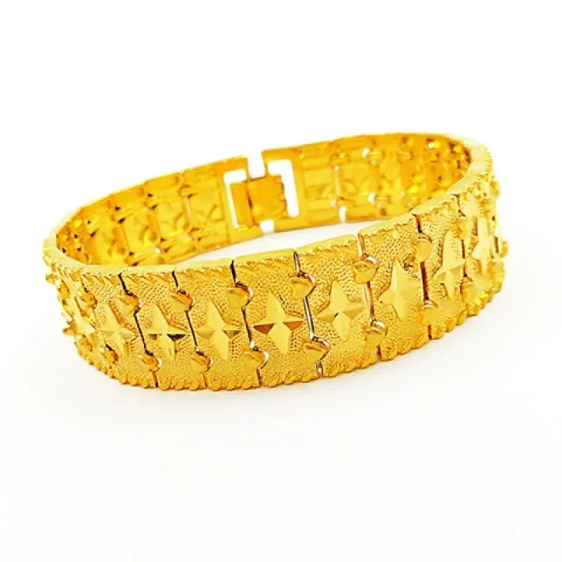 Gold shop with 9999  24k real gold men's bracelet dragon row bracelet bracelet boss bracelet send dad watch chain