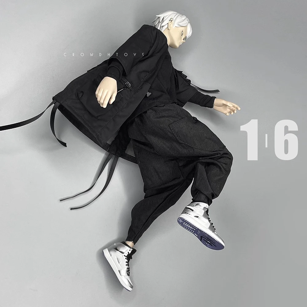 1/6 3ATOYS moda czarny płaszcz kamizelka luźne spodnie akcesoria obuwnicze dla 12 "figurka lalki kolekcjonerskie DIY