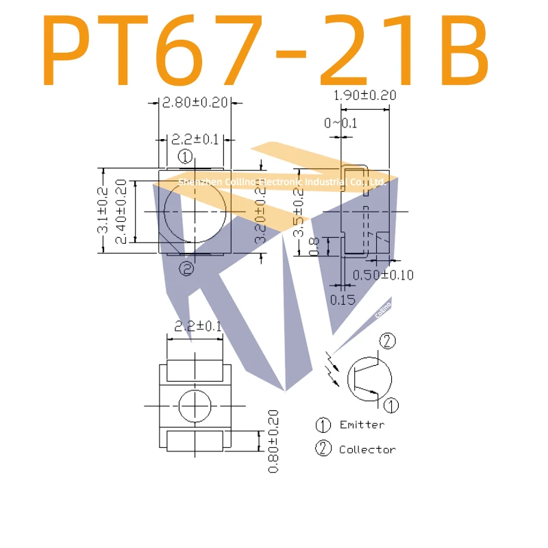 10pcs PT67-21B PT67-21B/C2/L41/TR8 SMD Silicon Phototransistor