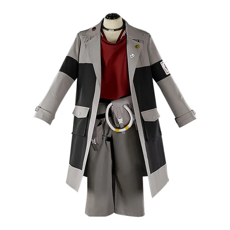 

Engine Cosplay Costume Anime Men'S Gray Coat Workwear Uniform Jacket With Accessories Set Halloween Uniform Set