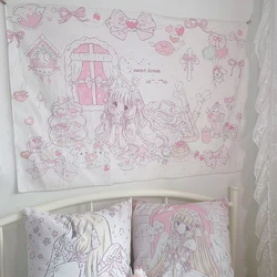 Pink Hanging Cloth Room Decoration Wall Student Dormitory Bedroom Tapestry