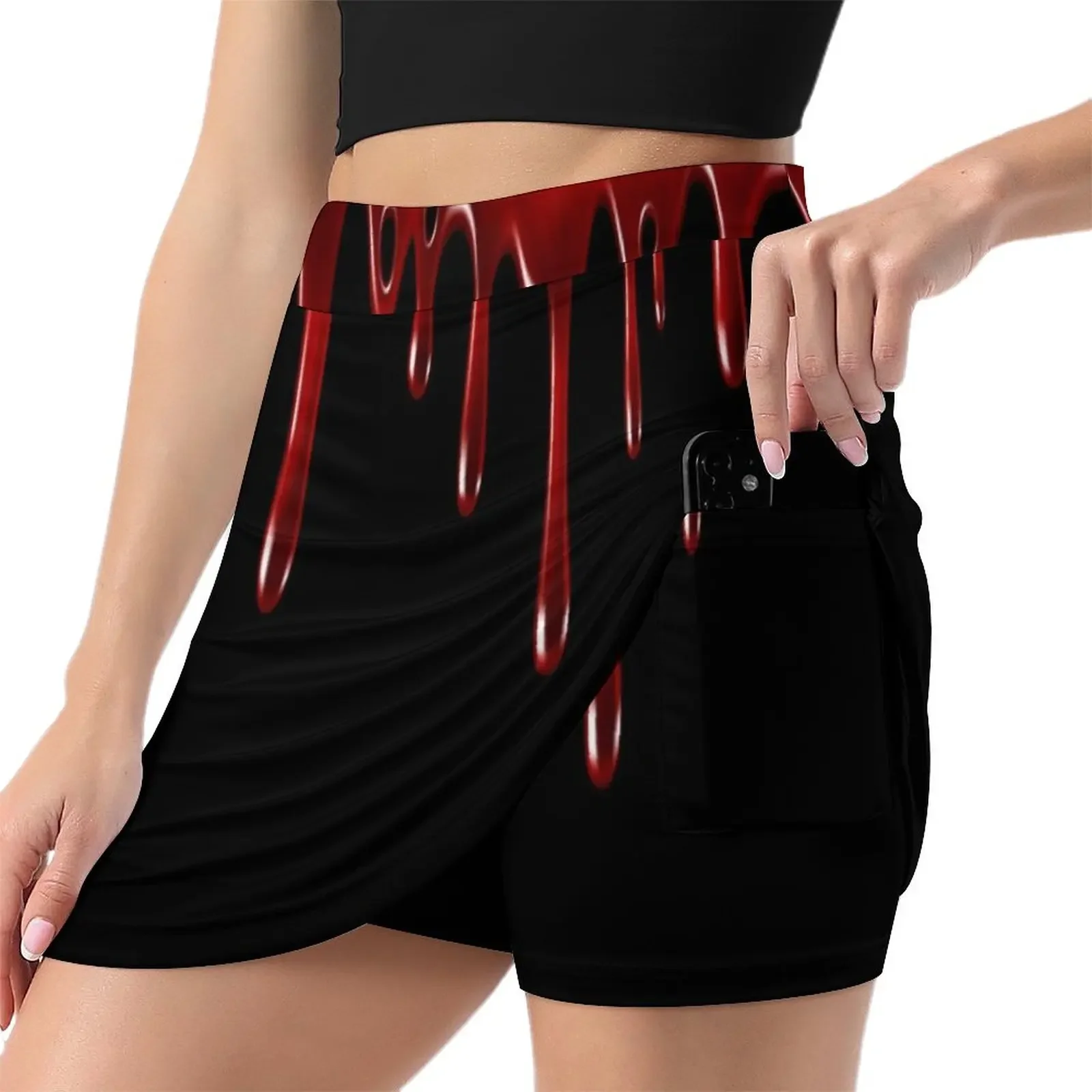 Blood Dripping Black Mini Skirt 90s vintage clothes Women's summer skirts