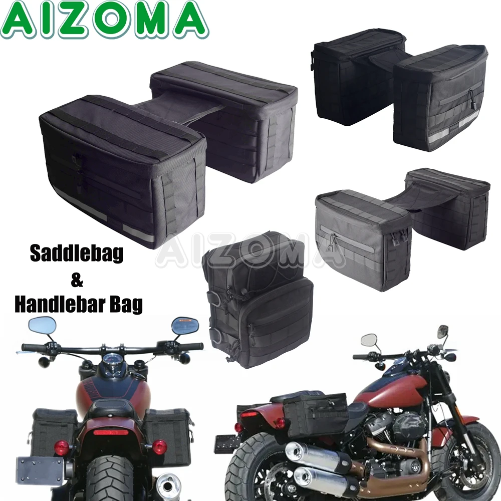 

Motorcycle Bags Waterproof Front Handle Bars Storage Bag Custom Saddlebags For Harley Sportster XL Dyna Softail Side Saddle Bags