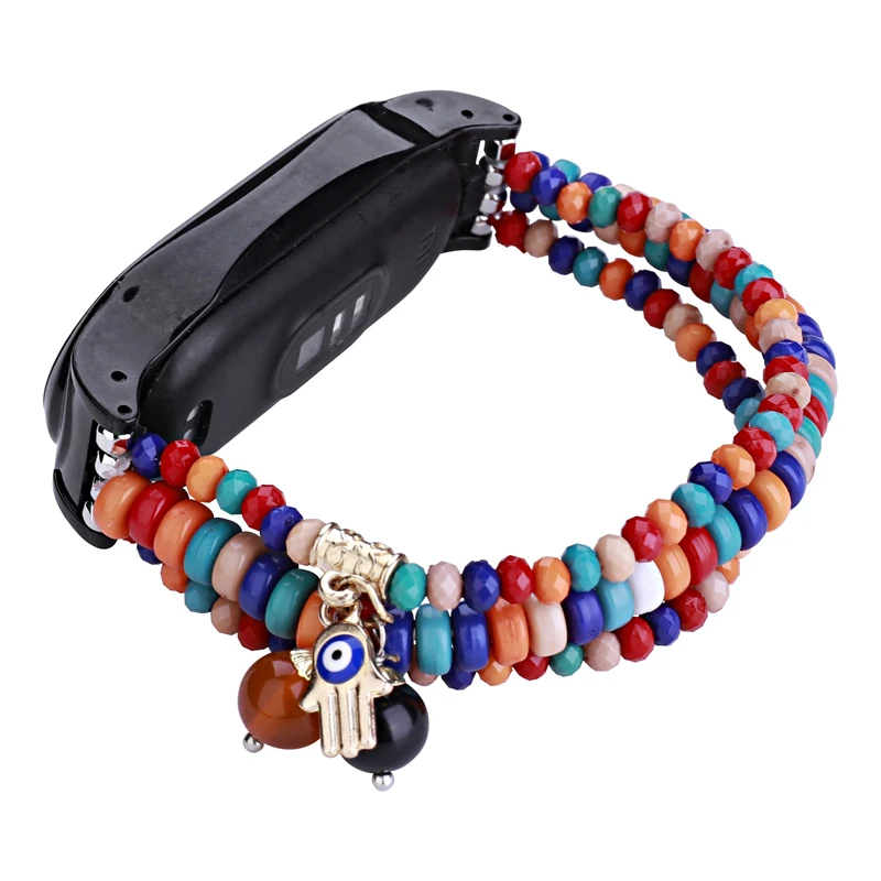 Bohemian Beaded Bracelet for Xiaomi Mi Band 6 5 4 Colorful Elastic Wristband Replacement for Miband 7 6 Strap Watch Accessories