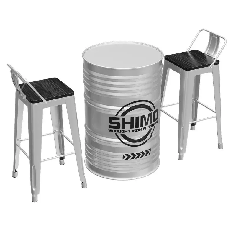 

Industrial wind oil drum bar loose table, wrought iron booth table and chair creative outdoor lounge area commercia