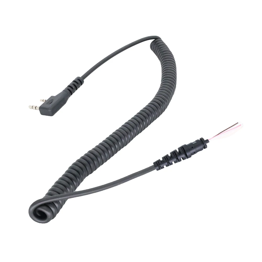 2pins 4-Wire Microphone DIY Cable K Plug PTT Mic Speaker Spring Cable for BAOFENG UV-82 UV-5R For KENWOOD TK370 Walkie Talkie