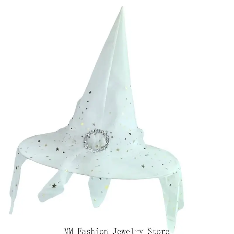 D0UB Adjustable Breathable Witch Hat For Halloween Party Costume Accessory Kids Adults Foldable Design And Durable Polyester