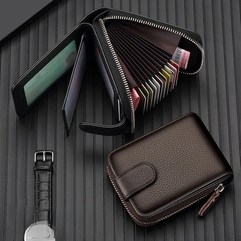 

Anti-Theft RFID Wallet PU Leather Card Holder with Zipper Coin Pocket NFC Blocking Unisex Money Purse for Travel