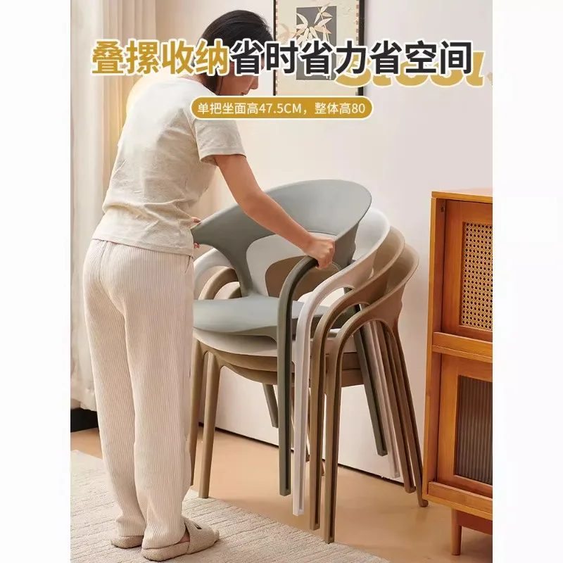 

Outdoor dining chair Plastic chair Back chair Thickened household dining table Leisure modern simple restaurant stool