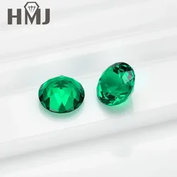 (NOTE New Promoition )Top Hydrothermal Columbia Lab Grown Emerald Hand Cut Gemstones Round Shape With AGL Certificate DIY Beeads