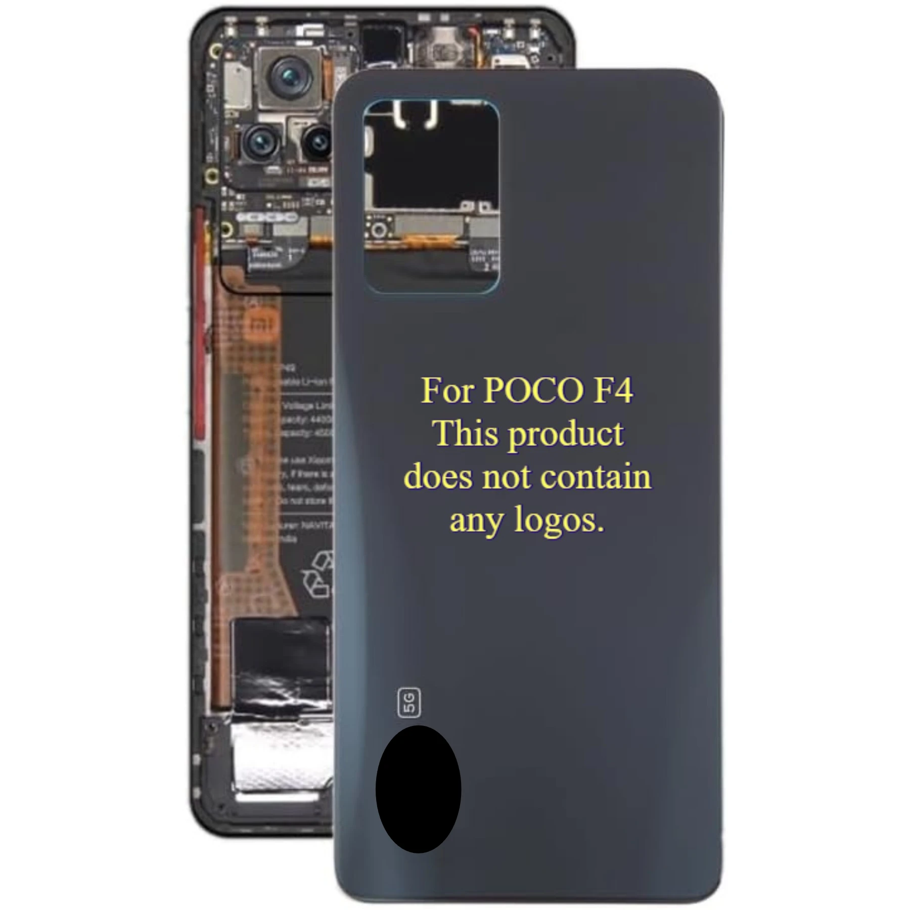 Glass Battery Back Cover for Poco F4, Third‑party Replacement Part, No Logo, No Camera Lens Ring Included