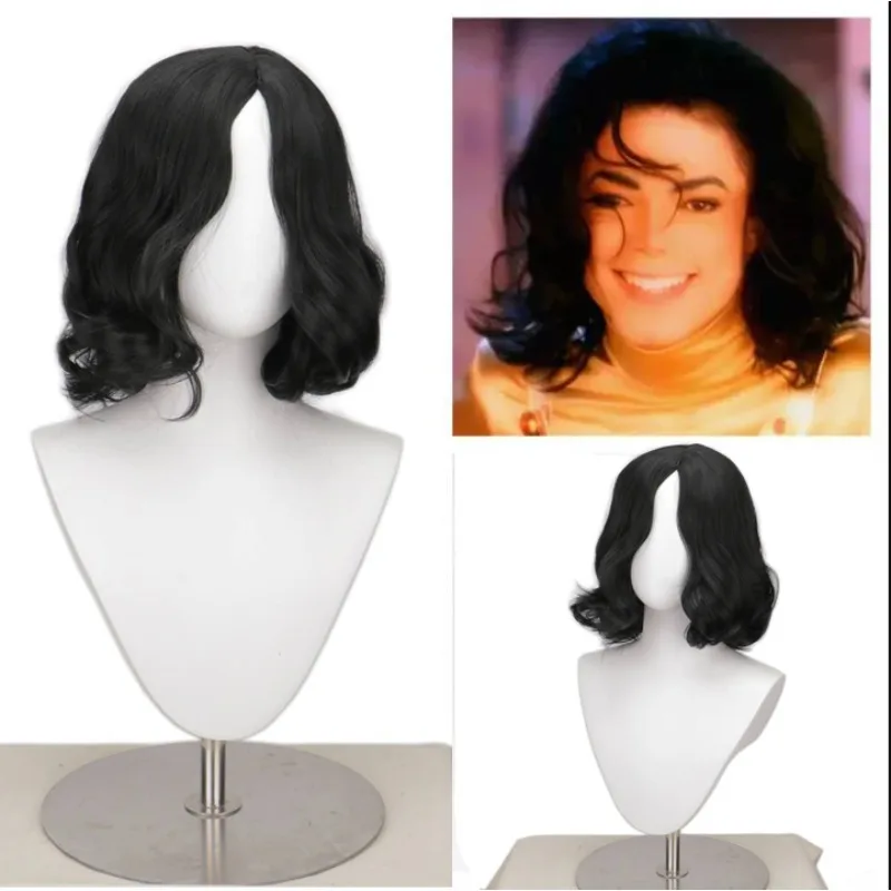 Pelucas de Cosplay Rizadas Negras de Michael Black, Pelucas Largas Rizadas de Imitación de Colonia para Cosplay, Pelucas Sintéticas de Cabello Negro para Disfraces de Halloween