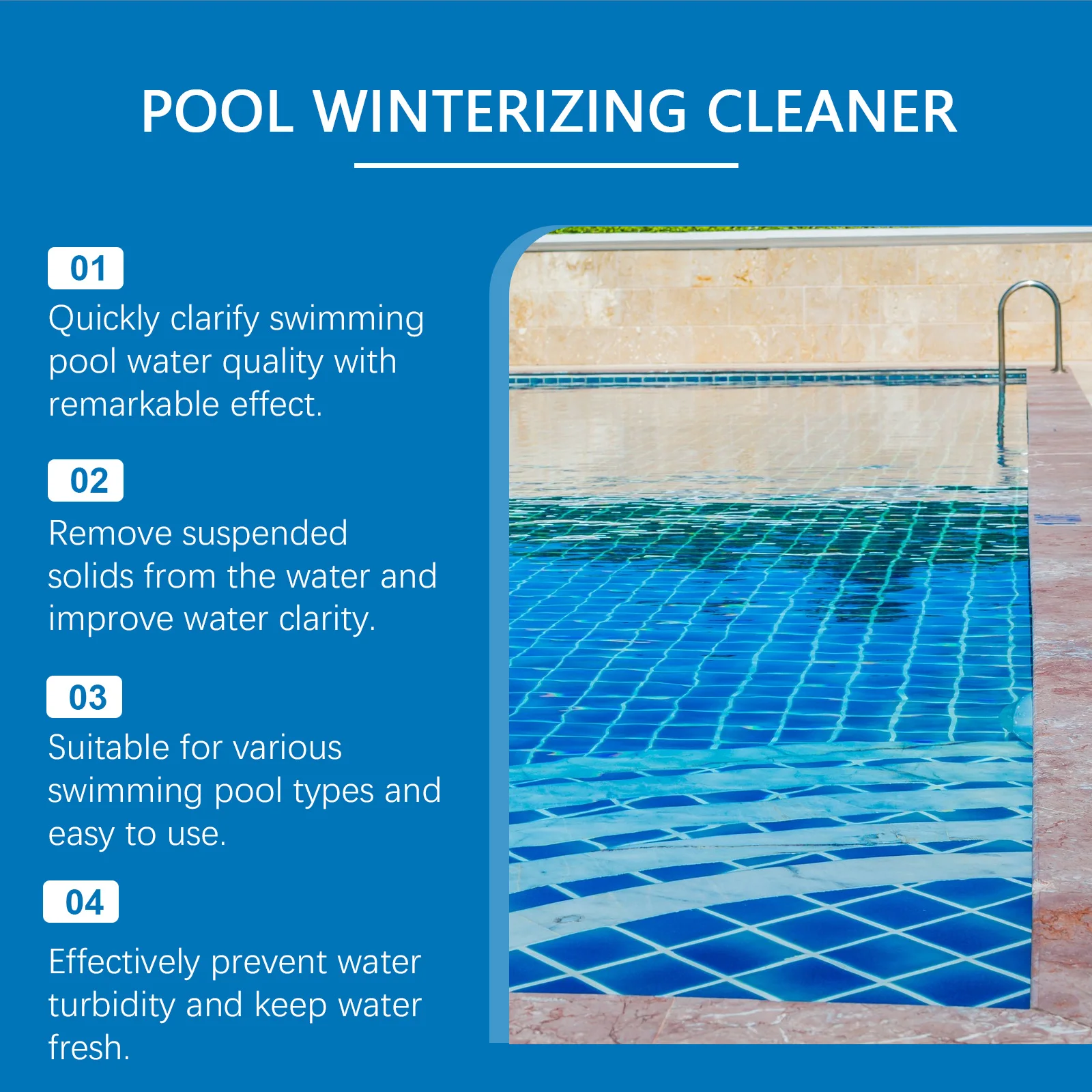 Pool Water Clarifier, Professional Water Quality Cleaner for Home, Public and Outdoor Swimming Pools of All Sizes