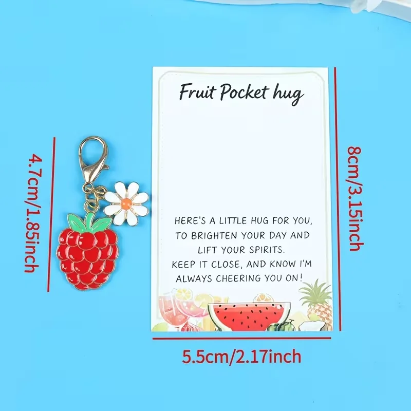 12-Piece Set of 2D Fruit Series Keychains, Featuring Various Styles Such as Banana, Strawberry, Grape, Durian, Etc., Exquisite and Cute, Easy to Hang; Comes with a 
