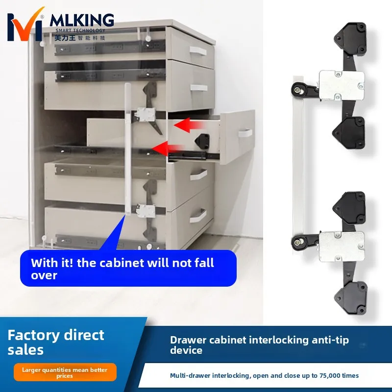 Zinc Alloy Drawer Anti Tip Interlock Two To Five Cabinets Concealed Nickel Plated Furniture Hardware Installation Diagram Long