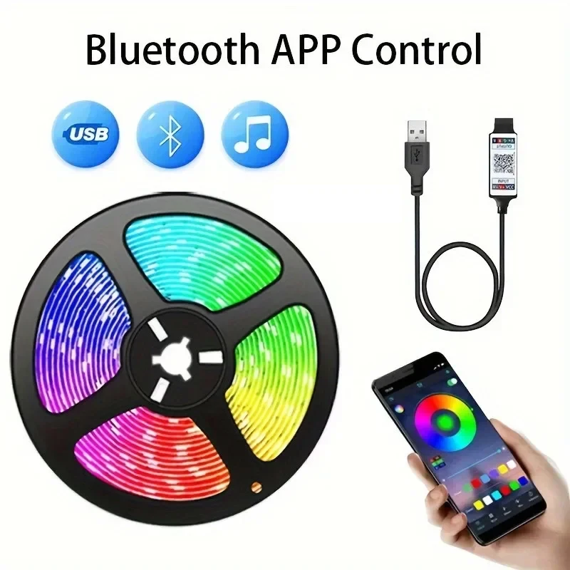 

LED Lights for TV RGB Led Strip Light Bluetooth Control 5V USB Led Tape Flexible Ribbon for TV Backlight Room Decoration