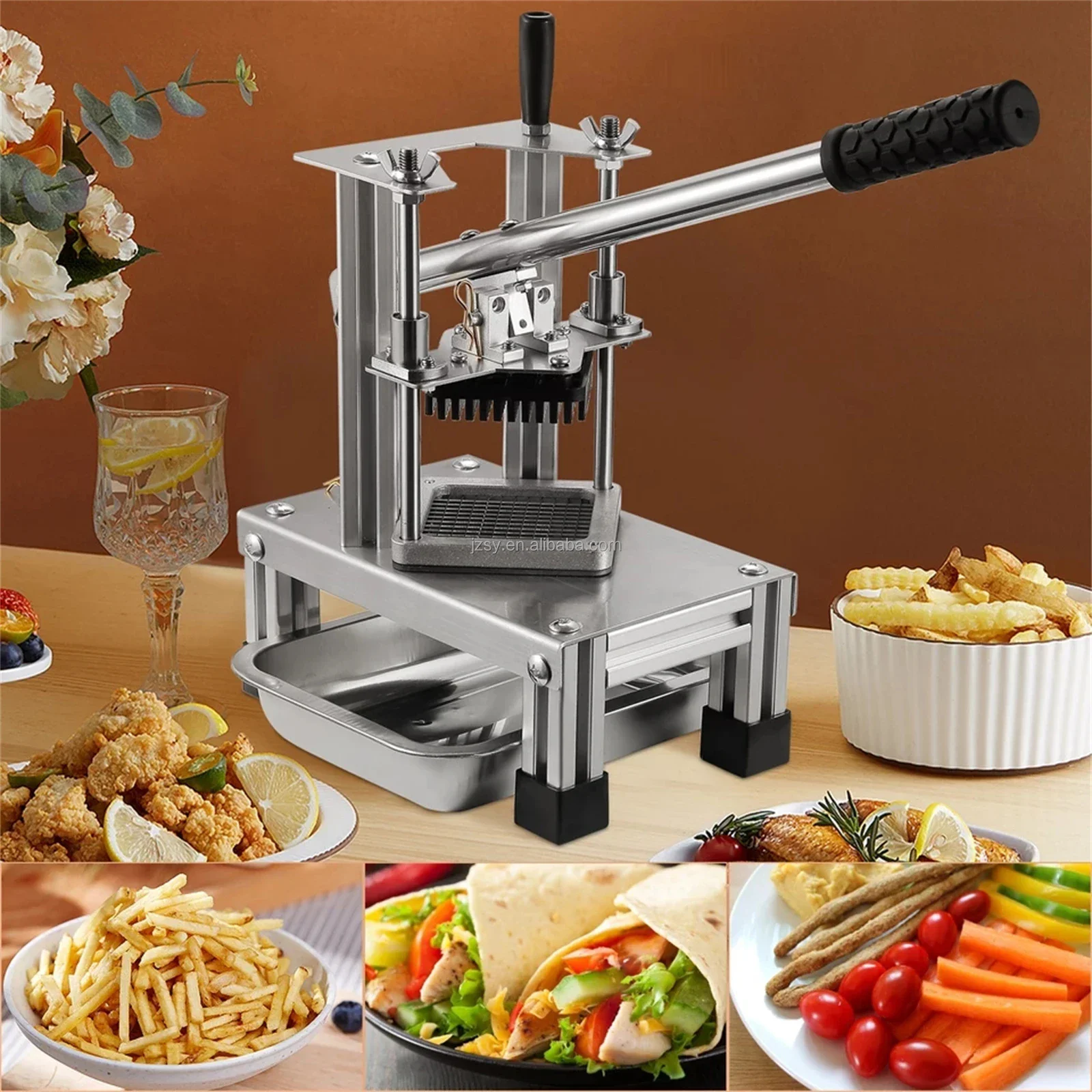Stainless Steel Potato Slicer Cutter French Fries Cutting Machine Hand Pressed Potatoes Chips Strip Chopper Maker Kitchen Gadget
