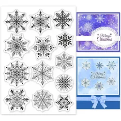 Christmas Clear Stamp Snowflake Silicone Clear Stamp Winter Rubber Stamps for Scrapbook Journal Card Making 4.3 x 6.3 Inch