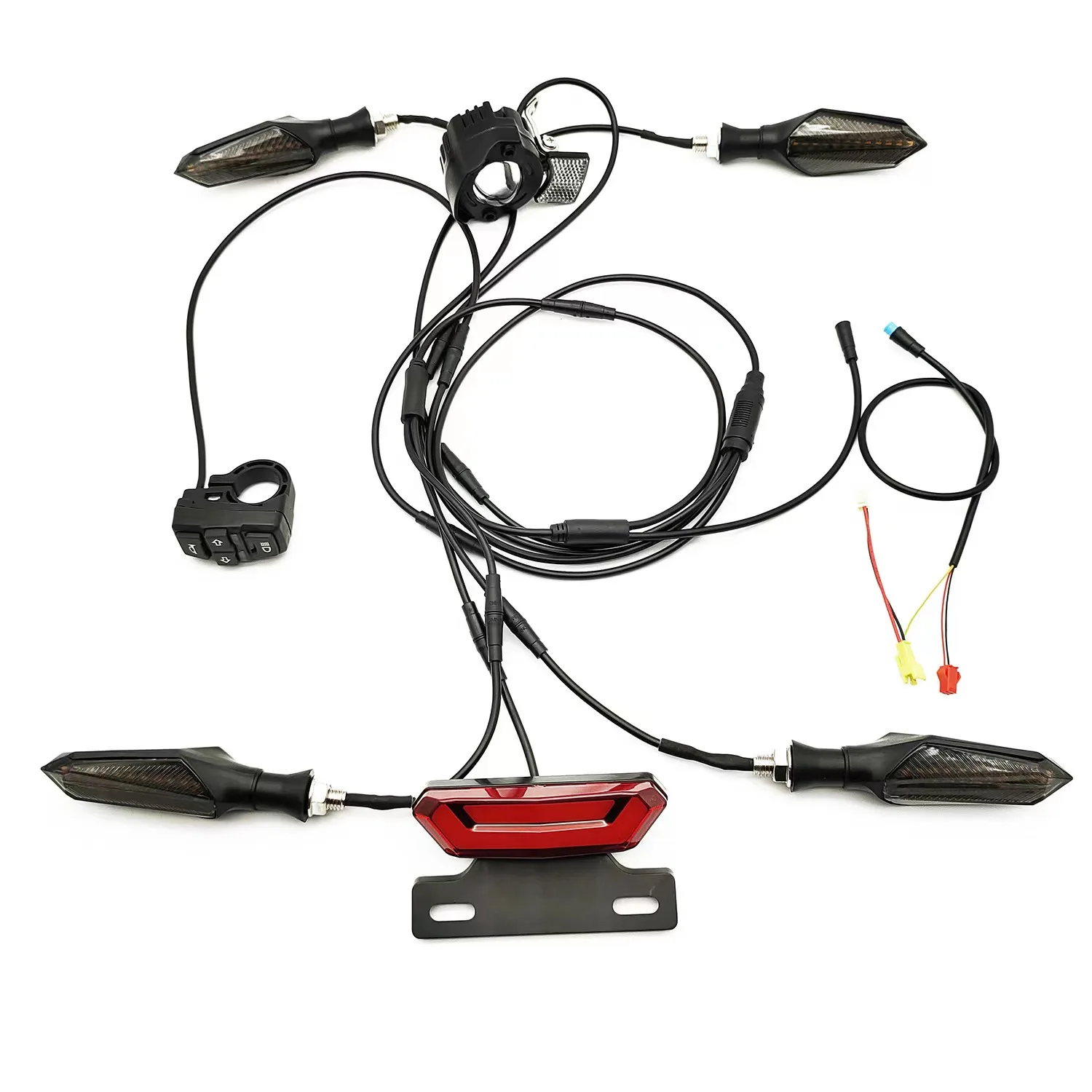 Electric Bicycle Tricycle Light Set Turn Signal Brake Light Horn 6W Low Beam Waterproof Cable Front Rear Light For EMTB