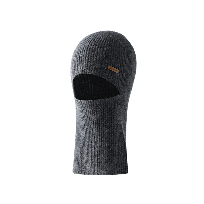 Balaclava Hat Autumn Winter 100% Pure Fine Cashmere Men's Hat Scarf Integrated Ear Protection Hat Warm Cold-proof Hat