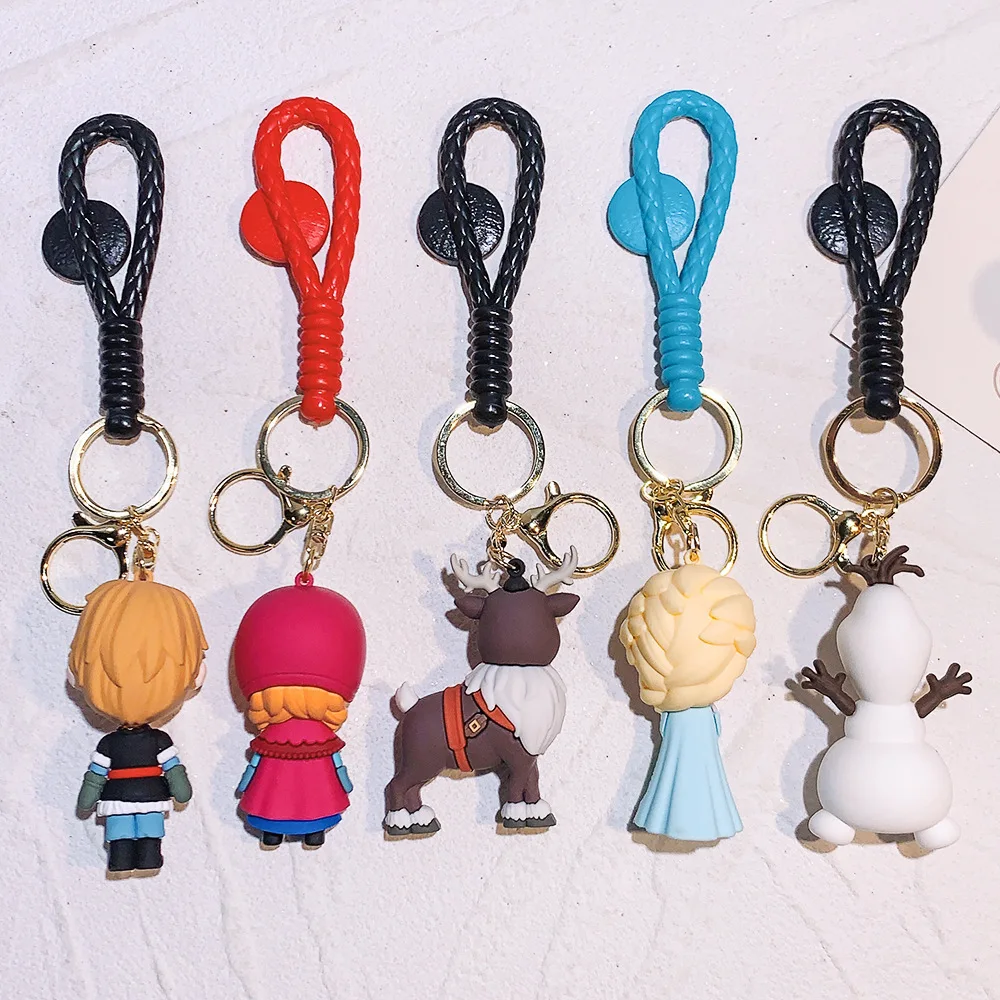 Disney Cartoon Anime Frozen Princess Elsa Keychain Car Key Chain Keyring Phone Bag Pendant Ornament Jewelry Accessories Gift Toy