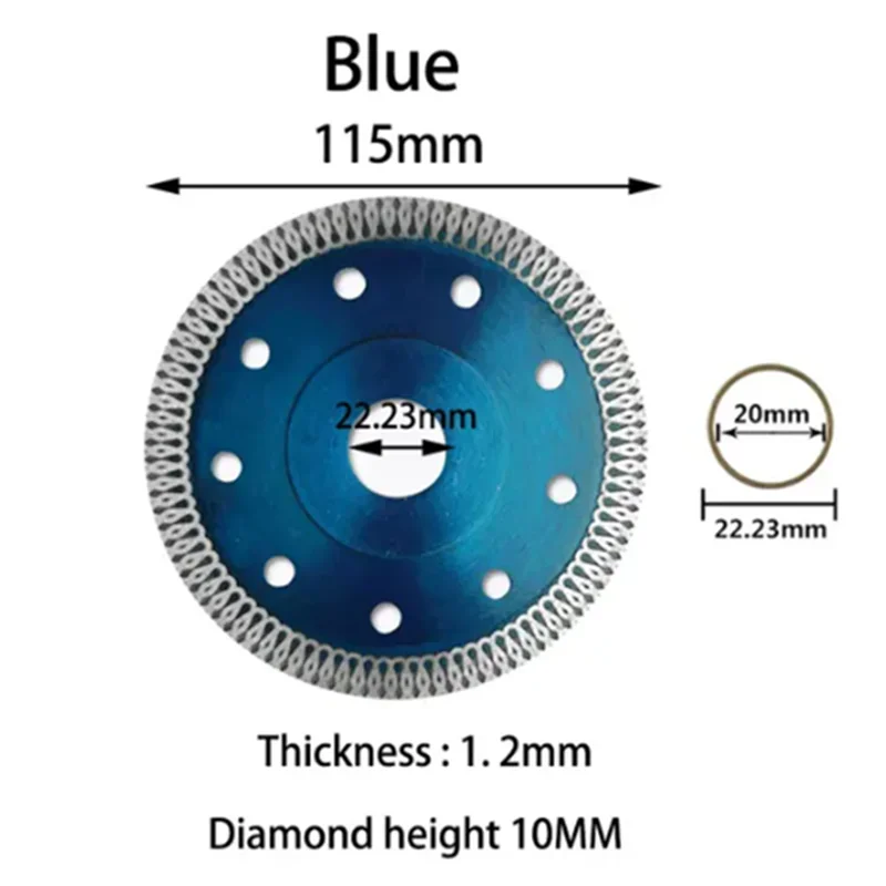 ใบมีดตัดเพชร 105 มม./115 มม./125 มม. สําหรับเครื่องบดมุม - เหมาะสําหรับกระเบื้องพอร์ซเลน, เซรามิค, หินแกรนิตและหินอ่อน