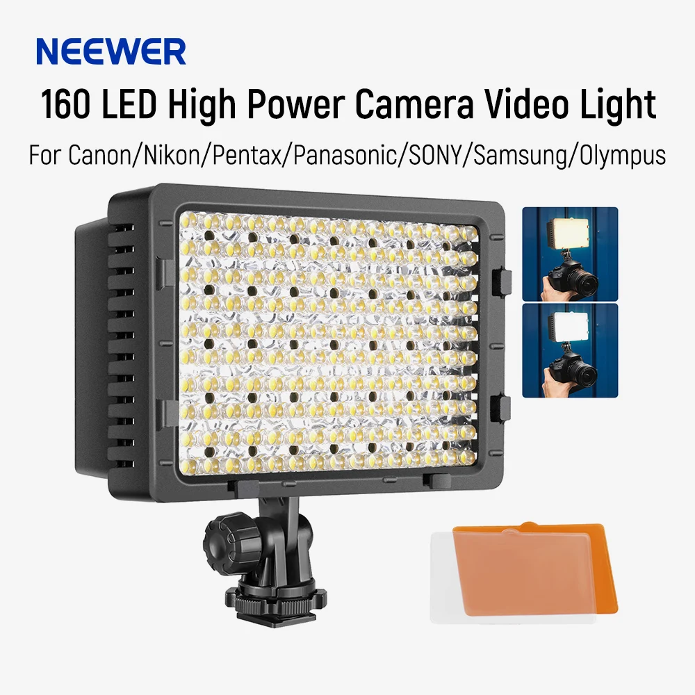 Neewer 160 LED CN-160 פאנל עוצמה גבוהה במיוחד למצלמה דיגיטלית / מצלמת וידאו, תאורה LED עבור מצלמות SLR דיגיטליות