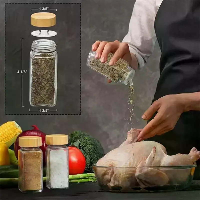 120ml Spice Organizer Spice Jar Glass Bottle Spice Storage Square Containers Seasoning Container Bottle