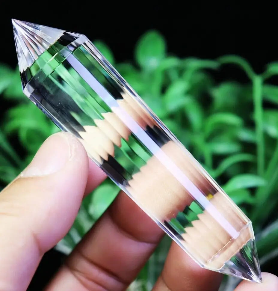 

Natural Clear Quartz Crystal Point Wand, VGEL Style, Double Terminated, 24 Sides