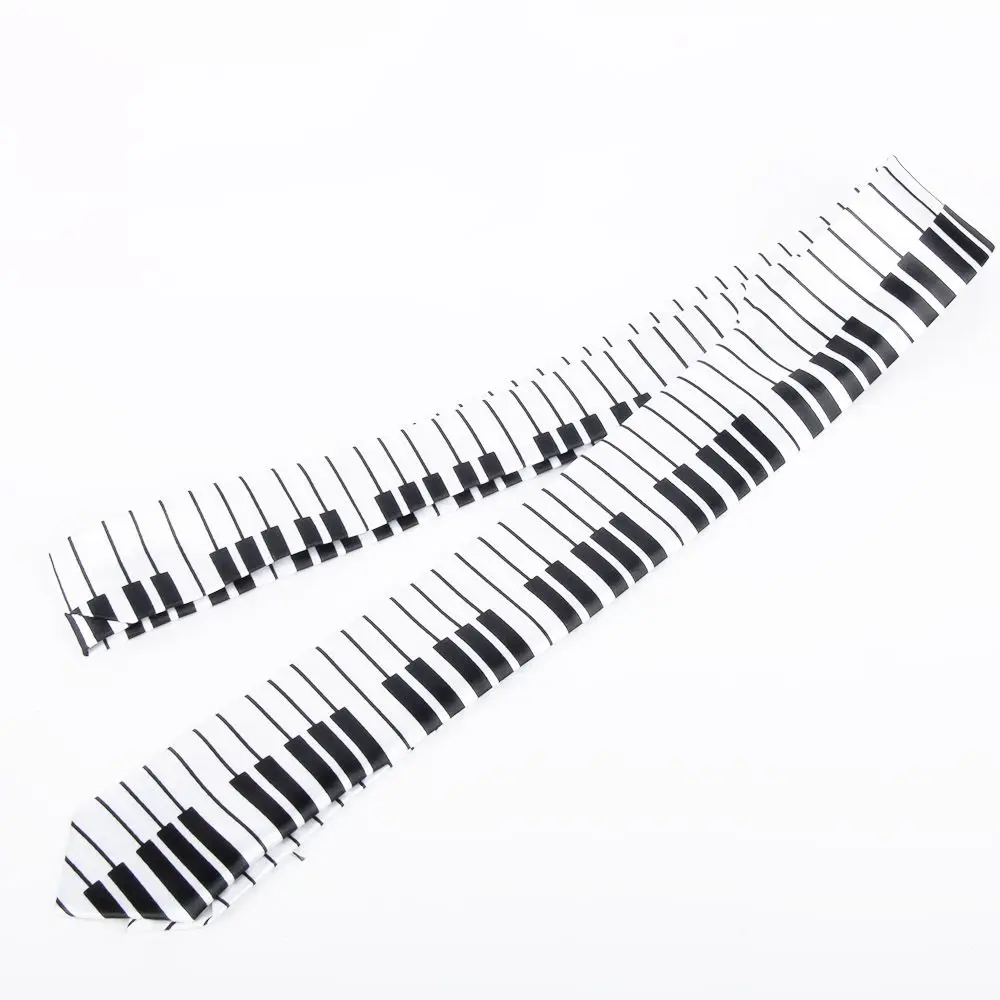Skinny Black & White Men Piano Necktie Music Tie Tie Casual
