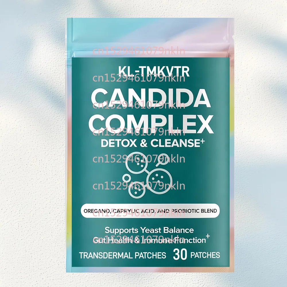 30 Parches Transdérmicos Candida Complex con Ácido Caprílico, Orégano y Probióticos para el Equilibrio de la Levadura, Apoyo Intestinal e Inmunológico