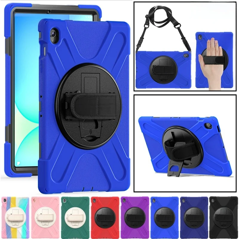 For Samsung Tab S10 FE+ S10 FE Plus 13.1 inch SM-X620 SM-X626B Heavy Duty Rugged Tablet Case Hand Strap Stand Shockproof Funda