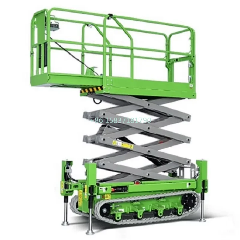 China Lift Platform 6m 8m 500kg Capacity Mobile Tracked Scissor Lift Platform Small Self-propelled Aerial Work Lifting Platform