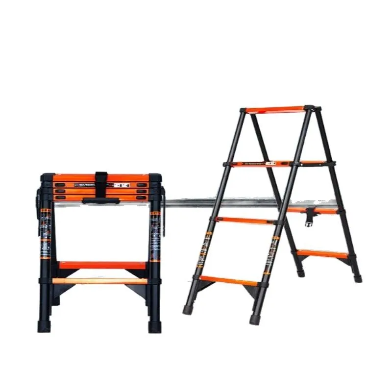 سلم تلسكوبي متعدد الوظائف سلم قابل للطي سلم من الخيزران سلم منزلي سلم متعرج سميك #5