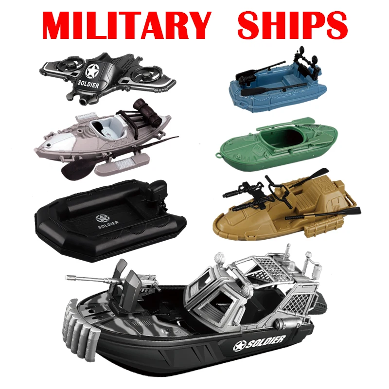 

DIY Army Soldier Man Submersible Boat Grand Yacht Motorboat Military Warship Action Figure Toy for Boy Children Christmas Gift