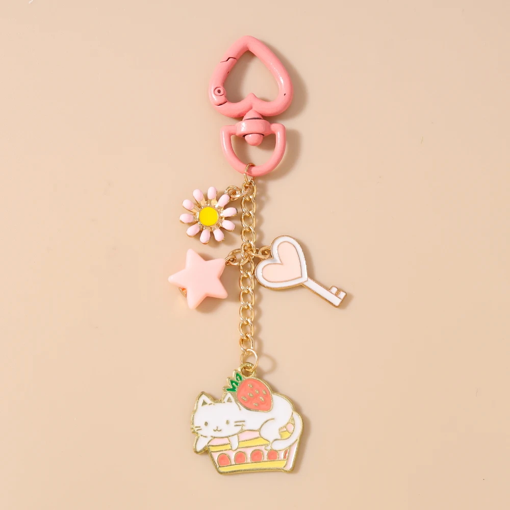 Aihua Schöne Schlüsselanhänger mit Früchten und Tieren für Frauen und Mädchen, niedlicher Schlüsselanhänger mit Hund, Katze, Schmetterling, Handtaschenanhänger, Schmuck, Geschenke – Detail 6