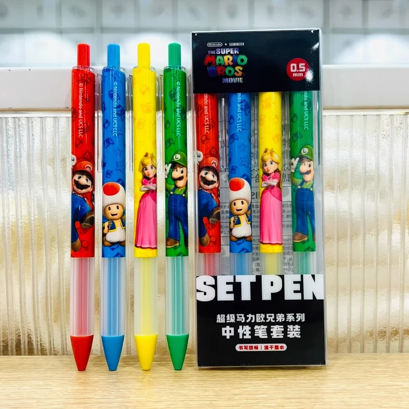 Super Mario Bros długopis żelowy Anime 0.5MM długopis z czarnym tuszem długopisy studenckie Cartoon szkolne artykuły papiernicze artykuły biurowe