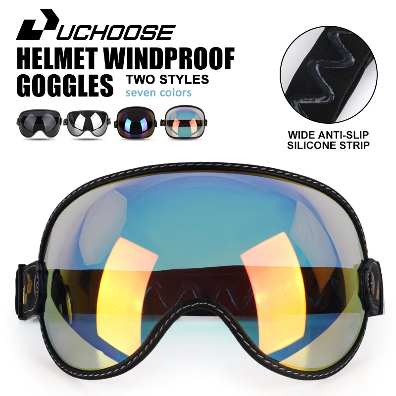 Retro Motorcycle Goggles Bubble Visor Outside Riding UV Protection Windshield Colorful Vintage for Half Face Helmets