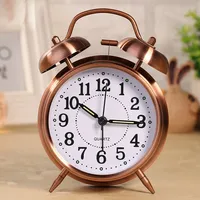 Metal Small Alarm Clock Creative Bell Wake Up Clock Desktop Decoration Silent Luminous Quartz Watch Bedside Alarm Watch