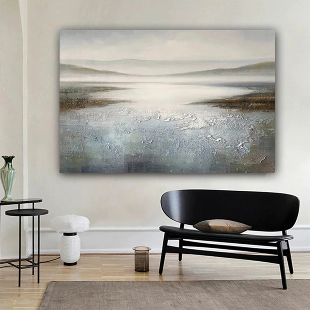 Abstract Landscape golden lines Canvas Painting Large Wall Art pictures Acrylic Heavy Texture sunrise Oil Paintings Wall Decor