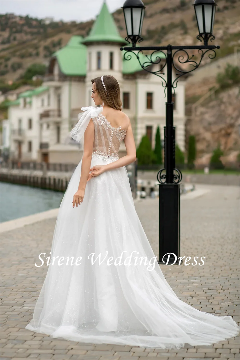 Sirene Elegante One Shoulder Trouwjurken Kant Appliques Backless Bruidsjurk Sweep Train Robe De Mariée Voor Sexy Vrouwen