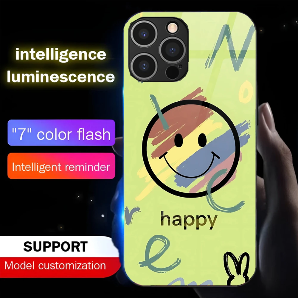 Keep Your Smile Sound Control LED Flash Cases Leuchtende Glasabdeckung für iPhone Air 17 E 16 E 15 14 13 12 11 Pro Max Plus – Detail 8