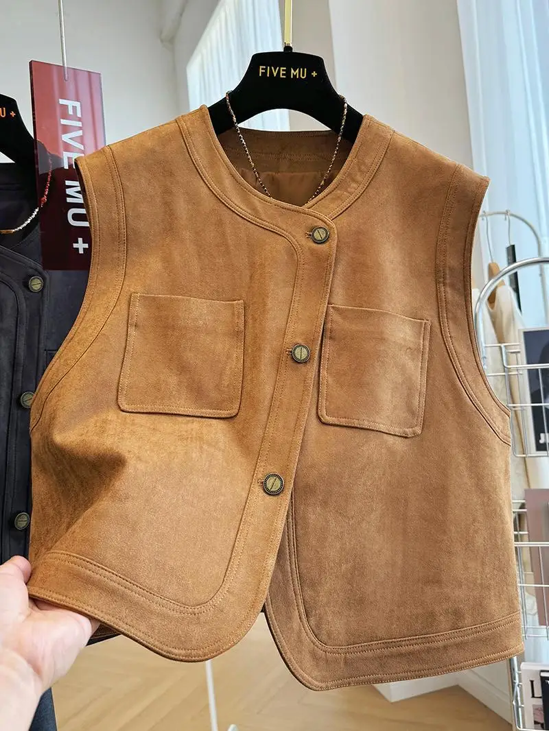 

Women's Waistcoat Double Pockets Solid Color Vest