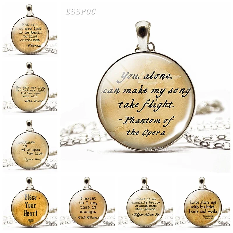 You, Alone, Can Make My Song Take Flight Literary Quote Necklace Glass Cabochon Jewelry Phantom of The Opera Pendant Singer Gift