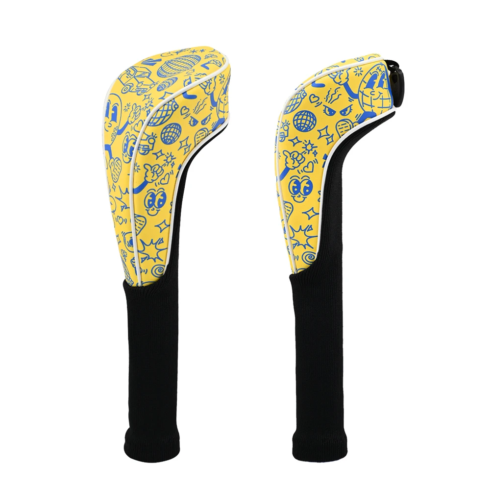 Golf-Schlägerkopfhülle Graffiti PU-Leder für Driver Fairway Holz Schlägerkopfabdeckung Wasserdicht Langlebig Universell Passend Golfschläger-Kopfschutz – Detail 5