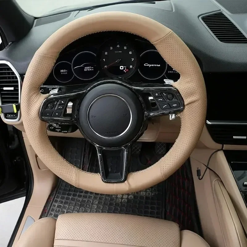 

Methoucar для Porsche Cayman 2016, настоящее углеродное волокно, рамка рулевого колеса автомобиля, украшение, аксессуары для интерьера автомобиля