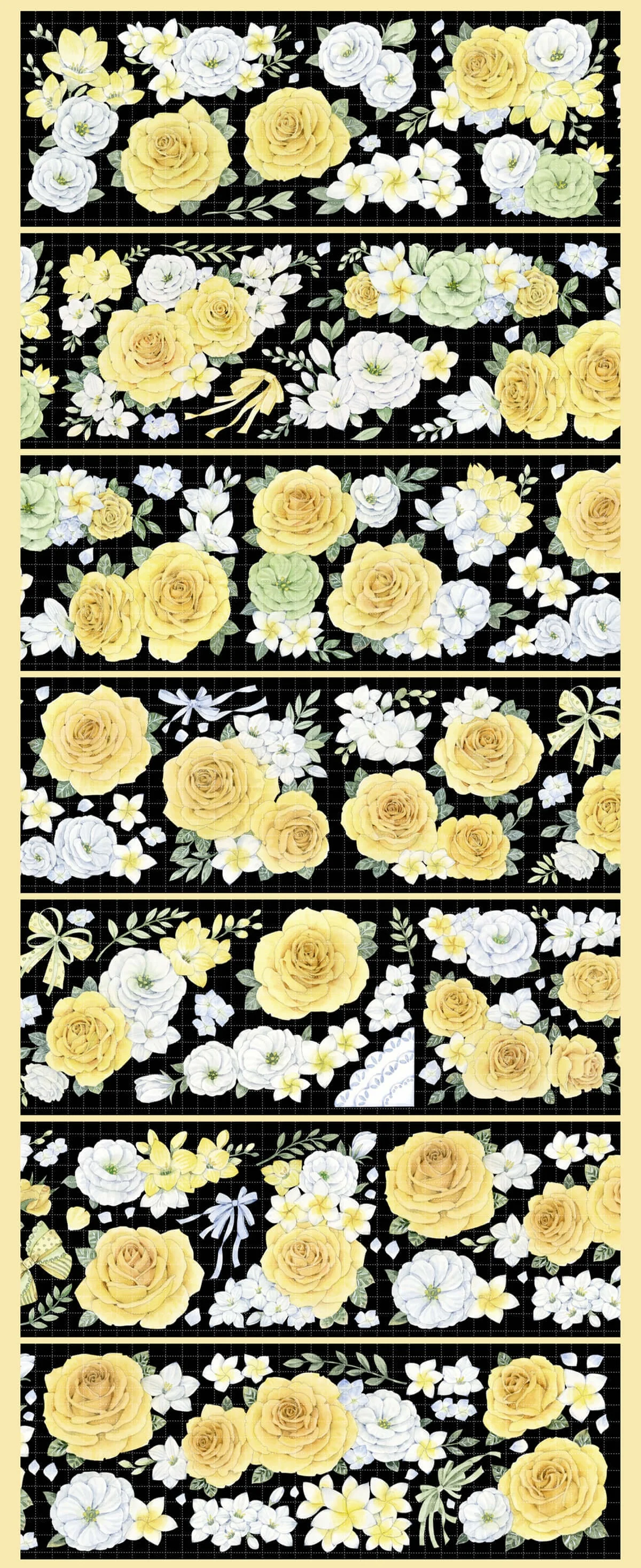 Imagem -06 - Fita Pet Brilhante Branco e Amarelo Floral Washi Verão