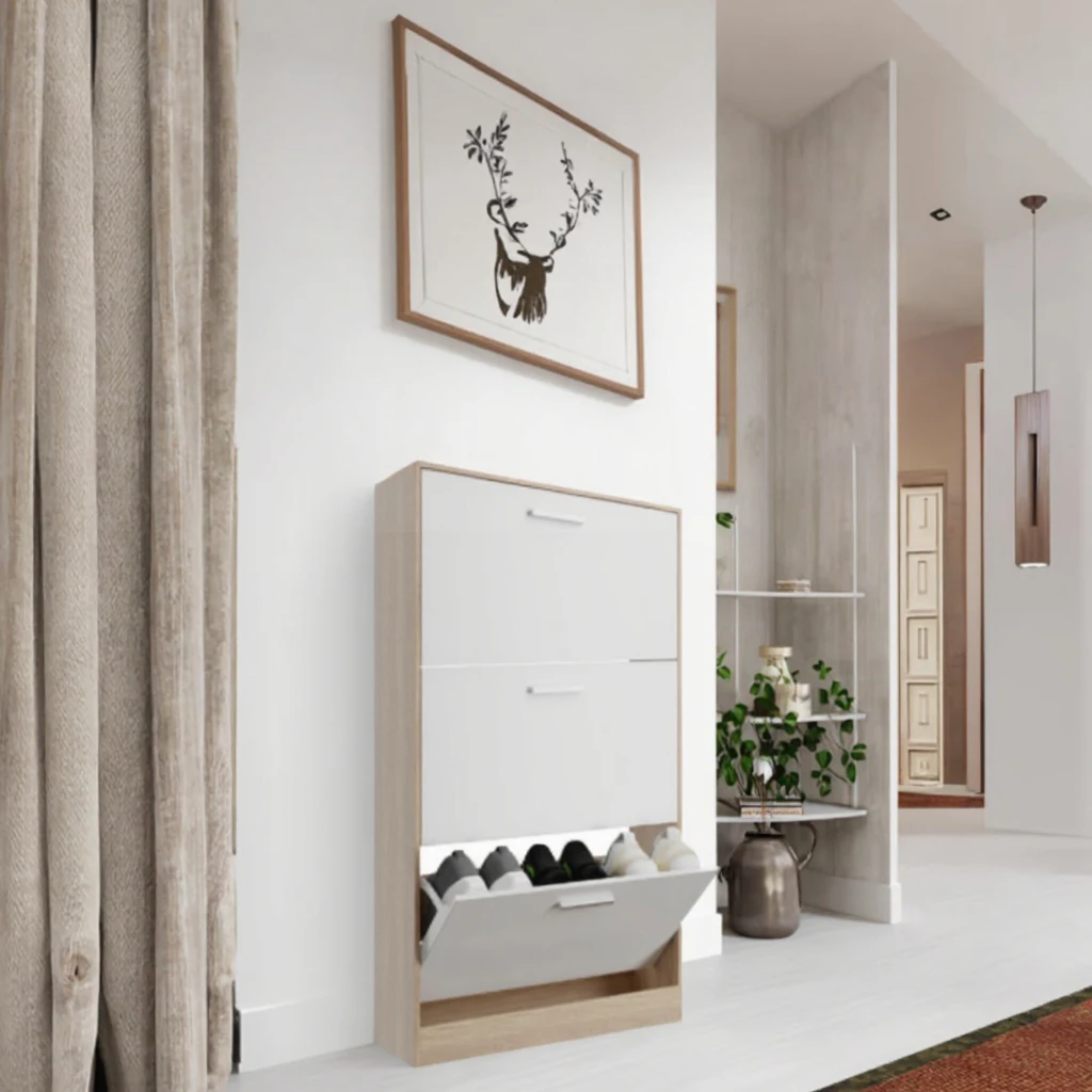 Modern Minimalist Three-Layer Shoe Cabinet Ultra-Thin Wooden Furniture for Home Entrance Stylish Simple Convertible Living Room