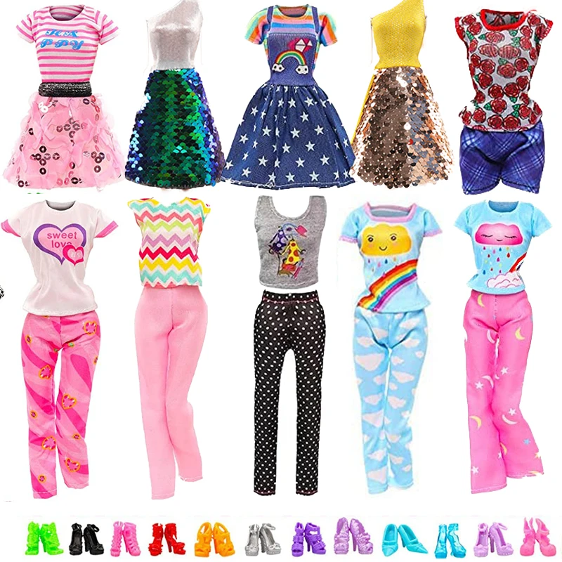 Newest Fashion Handmade 6 Items/Lot Doll Accessories Freeshipping =3 Doll Clothes+ 3 Shoes For 30cm Game DIY Birthday Present