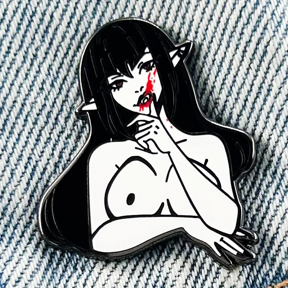 Sexy Vampire Badge Dark Gothic Series Enamel Pin Novelty Unique Jewelry Perfect Decoration For Halloween Christmas